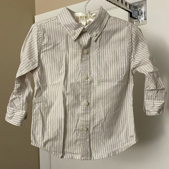 Janie and Jack Striped Button Down Cotton Long Sleeve 12-18M - Picture 1 of 6